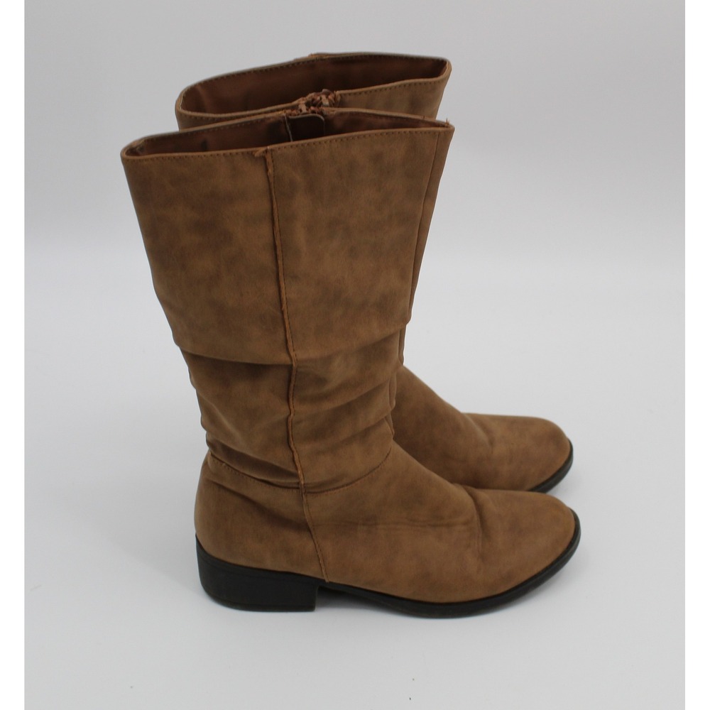 Womens Tan Brown Leather Slouchy Mid Calf Boots Size 6 - Picture 2 of 7